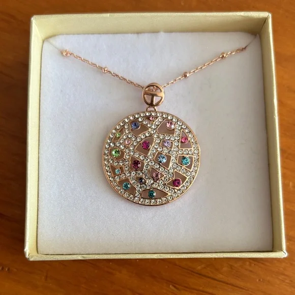 NWOT Rose Gold Multicolor Gem Necklace - Picture 2 of 3